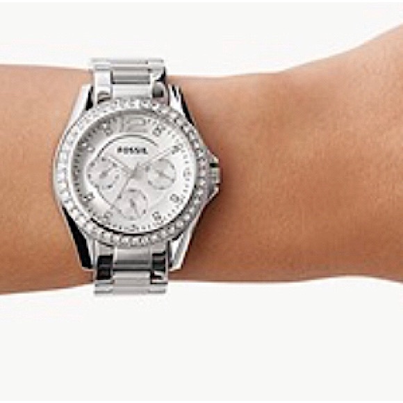 🆕🔥FOSSIL BEZEL BAGUETTE STUNNING GORGEOUS(RILEY)STAINLESS STEEL QUARTZ WATCH!! - Picture 4 of 15